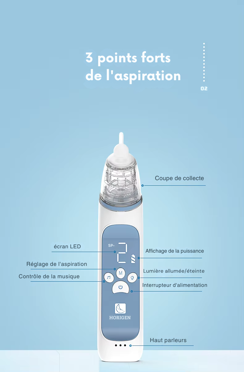 Aspirateur nasal électrique en silicone pour bébé
